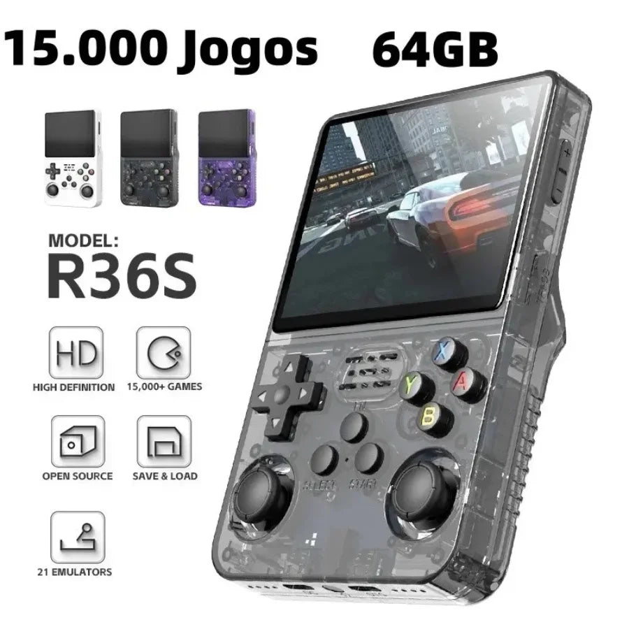 R36S 64G Linux Video Game Console + 15.000 + IPS Screen 3.5 Inch Video Game Console