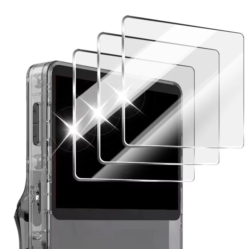 Kit 4 em 1: Capa + Película de Vidro para Console de Jogos R36S, Bolsa de Transporte com Cordão, Protetor de Tela e Película de Vidro Temperado para R36S