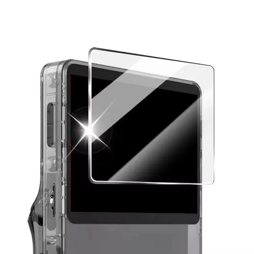 Kit 4 em 1: Capa + Película de Vidro para Console de Jogos R36S, Bolsa de Transporte com Cordão, Protetor de Tela e Película de Vidro Temperado para R36S