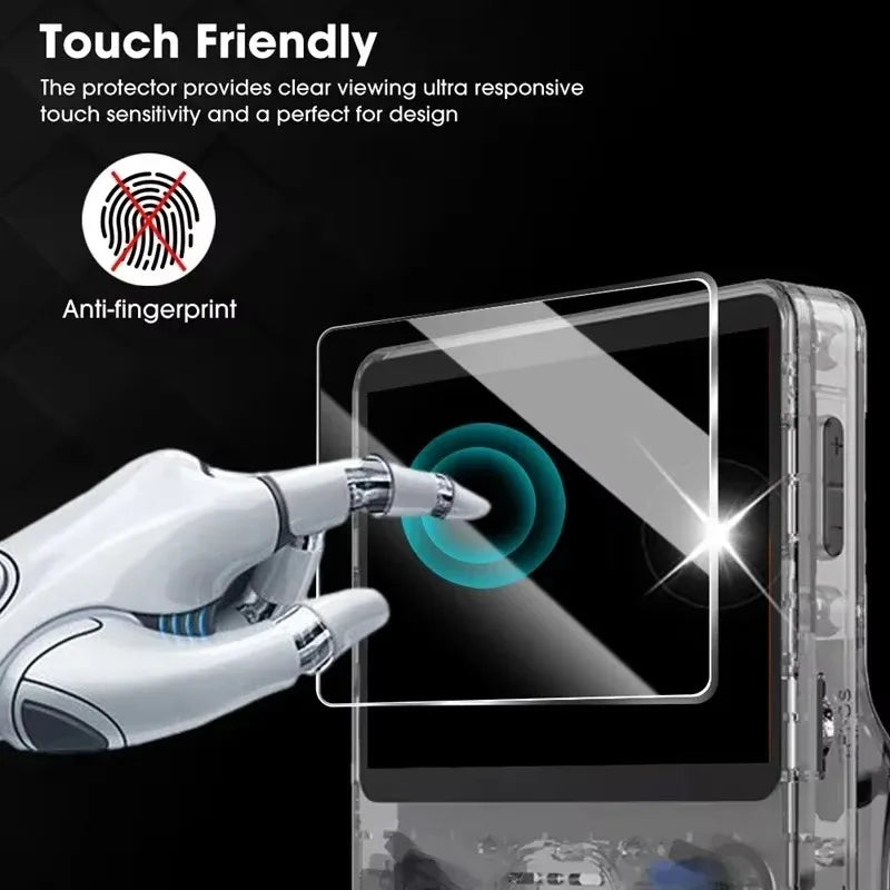 Kit 4 em 1: Capa + Película de Vidro para Console de Jogos R36S, Bolsa de Transporte com Cordão, Protetor de Tela e Película de Vidro Temperado para R36S